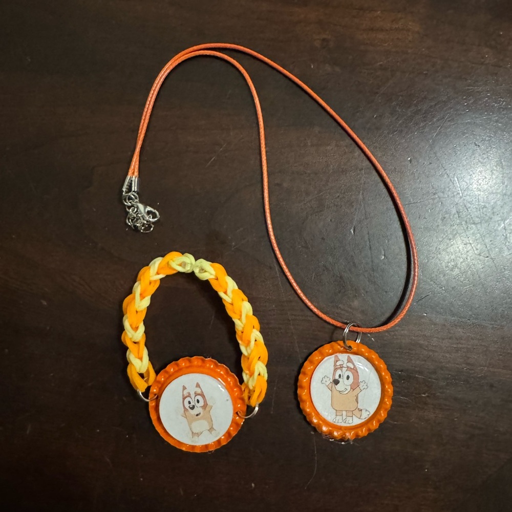 Bingo Bottle Cap Necklace and Bracelet